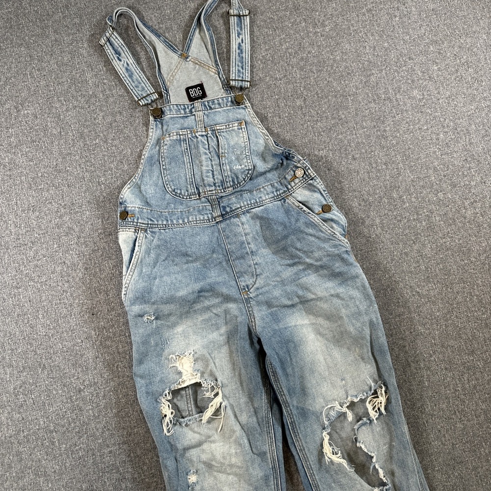 BDG Straight Leg Stretch Blue Denim Bib Overall Jeans Women's Size XS Petite